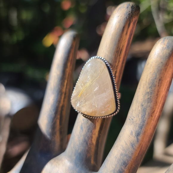34k golden rutilated quartz sterling ring sz6 - Picture 7 of 10